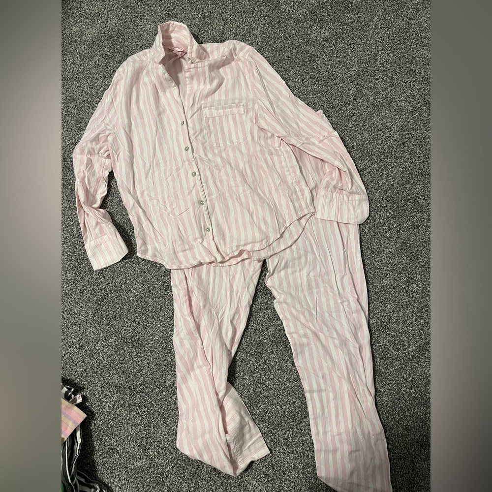 Victoria’s Secret Pink Striped Flannel PJ Set